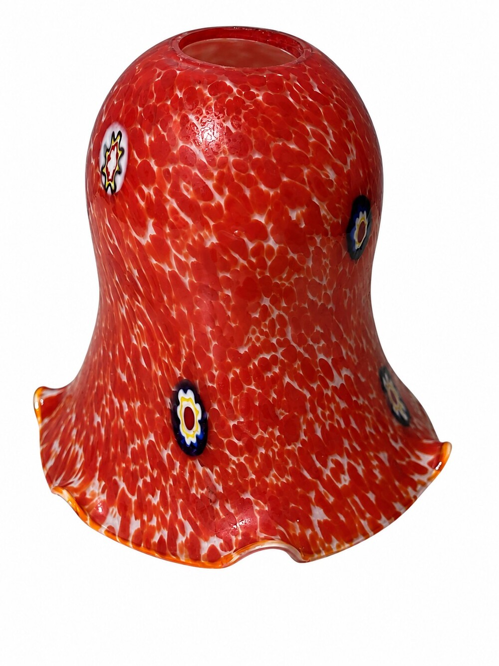 Vintage Red Art Glass Calla Lily Ruffled Lamp Shade